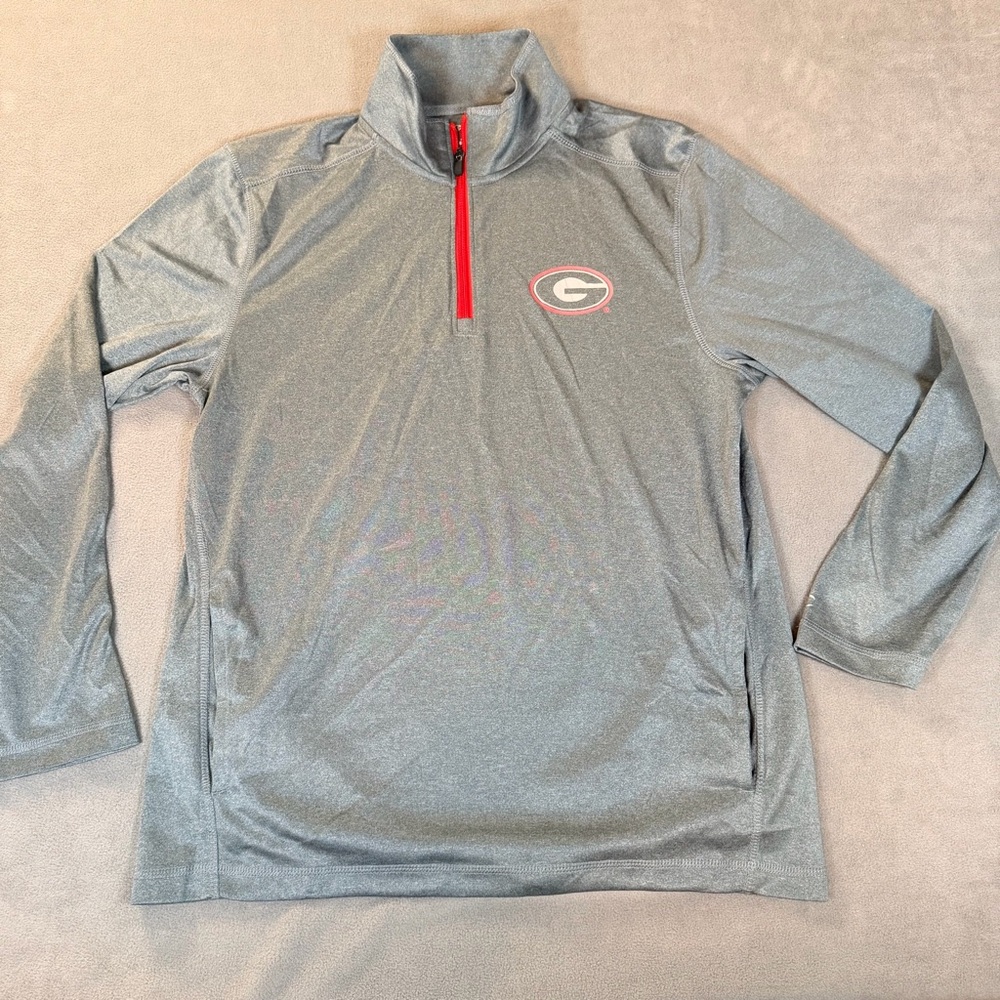 Champion- Georgia Bulldogs- UGA- Men’s Quarter Zip- Gray & Red - Medium